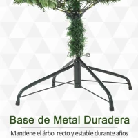 HOMCOM Árbol de Navidad Ø75x150 cm Artificial con 440 Ramas PE Tridente y PVC Individual y Base Plegable Árbol Navideño Decorativo Exteriores Interiores Verde(m-7)
