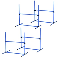 PawHut Conjunto de Treinamento de Agilidade para Cães 4 Peças Obstáculos de Salto com Altura Ajustável 99x65x94 cm  Azul(m-10)