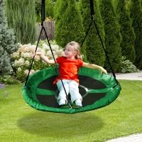 HOMCOM Columpio Nido Infantil Ø100x4,5 cm Columpio de Árbol Forma Redonda Columpio para Niños +3 Años Carga 100kg Jardín Exterior al Aire Libre Asiento Cómodo Verde(m-2)