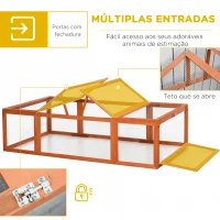 PawHut Coelheira de Exterior de Madeira 180x90x48 cm Gaiola para Coelhos Casa para Pequenos Animais com 3 Portas Madeira(m-5)