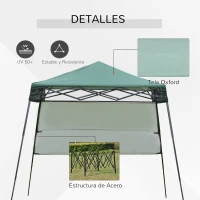 Outsunny Carpa Plegable 2,2x2,2x2m con Lateral Altura Ajustable Protección UV 50+ de Acero y Tela Oxford con Bolsa de Transporte Impermeable Gazebo para Exterior Verde(m-4)