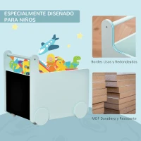 HOMCOM Caja de Almacenamiento de Juguetes Infantil con Ruedas Asa y 2 Pizarras de Escritura Baúl de Almacenaje para Habitación de Niños Guardería Sala de Juegos 47x35x45,5 cm Azul(m-6)