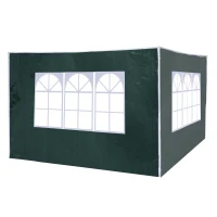 Outsunny 2 Paredes Laterales para Carpa 3x3m 6x3m Tela de Reemplazo Oxford Impermeable con Ventanas 293x193cm Verde Oscuro(m-1)