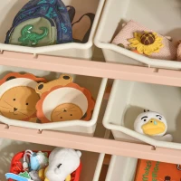 HOMCOM Estantería Infantil de Juguetes Organizador Almacenaje de Niños con 6 Cajas y Estante de HDPE para Sala de Juegos Guardería Libros 76x36x92 cm Crema y Azul(m-9)