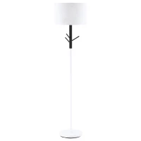 HOMCOM Lámpara de Pie con Ganchos para Colgar Ropa Sombreros Pantalla de Tela Casquillo E27 Máx. 40W e Interruptor de Pie Moderno para Salón Dormitorio Ø38x158 cm Blanco(m-1)