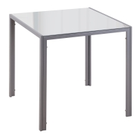 HOMCOM Mesa de Comedor de Cristal Mesa de Cocina Cuadrada para 4 Personas con Patas de Metal para Salón 75x75x75 cm Gris