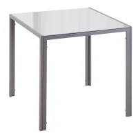 HOMCOM Mesa de Comedor de Cristal Mesa de Cocina Cuadrada para 4 Personas con Patas de Metal para Salón 75x75x75 cm Gris(m-1)