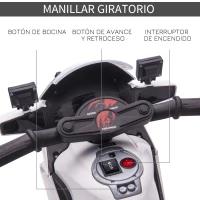 HOMCOM Moto Eléctrica Infantil de Policía Batería 6V Recargable para Niños de 18-36 Meses con Faros Bocina y Ruedas de Equilibrio Velocidad Máx. de 3 km/h 69x39x43 cm Multicolor(m-5)