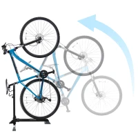 HOMCOM Soporte para Colocar Bicicleta en Vertical Caballete de Bicicleta Ajustable en Altura con Correa de Fijación Fácil de Transportar Soporta 30 kg 66x56x63-77,5 cm Negro(m-8)