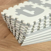 HOMCOM Alfombra Puzzle para Bebés 36 Piezas 31,5x31,5 cm con 26 Letras (A-Z) y Números 0 al 9 Juego Ronpecabezas Infantil de 3,24 m² Espuma EVA Suave Gris y Blanco(m-8)