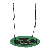 HOMCOM Columpio Nido Infantil Ø100x4,5 cm Columpio de Árbol Forma Redonda Columpio para Niños +3 Años Carga 100kg Jardín Exterior al Aire Libre Asiento Cómodo Verde(m-1)