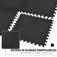 HOMCOM Esterillas Puzzle de Fitness de 6 Piezas 60x60x1,2 cm Esterilla Protectora de Suelo con Bordes de Espuma EVA de 2,16 m² para Ejercicio Gimnasio Juego Negro(m-4)