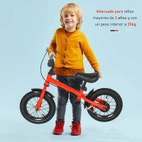 HOMCOM Bicicleta sin Pedales Altura Ajustable con Llantas de Goma Inflables para Niños Mayores de 3 Años Asiento Acolchado Bicicleta de Equilibrio 86x43x60 cm Rojo(m-4)