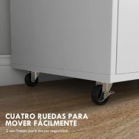 Vinsetto Armario Archivador con Ruedas Cajón Barras Colgantes para Tamaño A4 y 2 Compartimentos 76x40x75,5 cm Roble y Blanco(m-6)