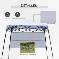 Outsunny Carpa Plegable 2,2x2,2x2m con Lateral Altura Ajustable Protección UV 50+ de Acero y Tela Oxford con Bolsa de Transporte Impermeable Gazebo para Exterior Blanco(m-6)