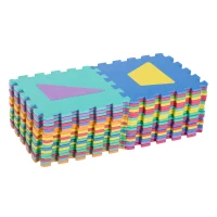 HOMCOM 36 Piezas Alfombra Puzzle Niños 31x31x1 cm con 18 Figuras Geométricas Colchoneta Suave 3,24 m² de Espuma EVA Lavable Juego Rompecabezas Bebé Multicolor(m-9)