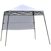 Outsunny Carpa Plegable 2,2x2,2x2m con Lateral Altura Ajustable Protección UV 50+ de Acero y Tela Oxford con Bolsa de Transporte Impermeable Gazebo para Exterior Blanco(m-1)