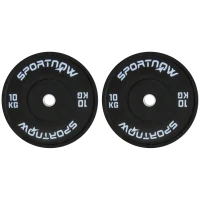 SPORTNOW Set di 2 Dischi Palestra da 10kg per Bilanciere e Manubri con Attacco Ø5cm, Nero(m-1)