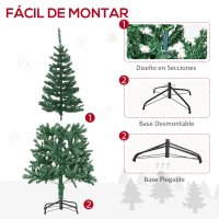 HOMCOM Árbol de Navidad Artificial 150 cm con 420 Ramas Adornos Piñas Decoración Navideña para Interiores Verde(m-7)