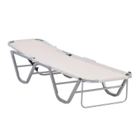 Outsunny Tumbona de Jardín con Respaldo Ajustable en 5 Posiciones de Aluminio y Texteline para Terraza Patio Playa Piscina Exterior 163x58,5x91 cm Beige(m-7)