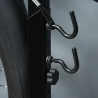 HOMCOM Soporte para Colocar Bicicleta en Vertical Caballete de Bicicleta Ajustable en Altura con Correa de Fijación Fácil de Transportar Soporta 30 kg 66x56x63-77,5 cm Negro(m-9)