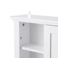 HOMCOM Armario de Baño de Pared Multifuncional Gabinete para Ahorro de Espacio con 3 Niveles Abiertos 1 Puerta Estante Ajustable Antivuelco 53x14,5x50,5 cm Blanco(m-7)