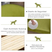 PawHut Sofá Cama para Mascotas Sofá para Perros Gatos con Cojín Acolchado Extraíble Patas de Madera 73x58x37 cm Terciopelo Latón(m-6)
