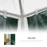 Outsunny 2 Paredes Laterales para Carpa 3x3m 6x3m Tela de Reemplazo Oxford Impermeable con Ventanas 293x193cm Verde Oscuro(m-5)