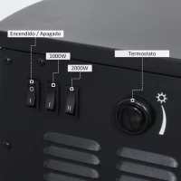 HOMCOM Chimenea Eléctrica Potencia de 2 Niveles 1000W o 2000W con Efecto Llama Termostato y Protección contra Sobrecalentamiento hasta 25 m² 44,5x32,1x74 cm Negro(m-6)