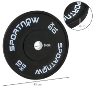 SPORTNOW Set di 2 Dischi Palestra da 10kg per Bilanciere e Manubri con Attacco Ø5cm, Nero(m-3)