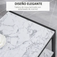 HOMCOM Mesa de Centro Moderno Mesa Baja de Salón con Encimera de Imitación Mármol con Estructura de Metal 106x50x45 cm Blanco(m-6)