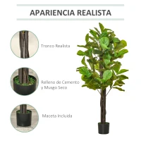 HOMCOM Planta Artificial Higuera en Maceta Altura 155 cm con 114 Hojas Árbol Artificial para Decoración Interior Hogar Salón Dormitorio Verde(m-4)