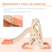 HOMCOM Columpio y Tobogán para Niños de +18 Meses Canasta de Baloncesto 3 en 1 con Asiento Ajustable Parque Infantil Interior y Exterior 158x117x97 cm Coral(m-7)
