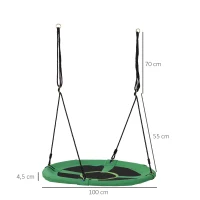 HOMCOM Columpio Nido Infantil Ø100x4,5 cm Columpio de Árbol Forma Redonda Columpio para Niños +3 Años Carga 100kg Jardín Exterior al Aire Libre Asiento Cómodo Verde(m-3)