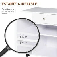 Vinsetto Armario para Impresora de Oficina Carro Multifuncional con Ruedas 2 Compartimentos Cajón y Soporte para CPU Estante Ajustable para Estudio 60x40x68,5 cm Blanco Veteado de Madera(m-5)
