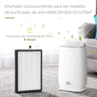 HOMCOM Filtro de Repuesto H13 HEPA para Purificador de Aire Elimina Virus Polvo y Alérgenos 35,2x23,9x3,8 cm Blanco(m-4)