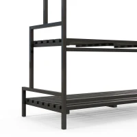 Outsunny Bloemenstandaard, 3 niveaus, 6 haken, voor binnen en buiten, metalen frame, 170H x 110L x 50B cm, zwart(m-7)