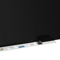 Vinsetto Pizarra de Cristal con Bandeja Pizarra de Pared sin Marco Incluye 4 Rotuladores y Borrador 90x60x0,45 cm Negro(m-7)