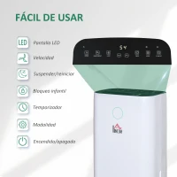 HOMCOM Deshumidificador Eléctrico 4000 ml 16L/Día Deshumidificador Silencioso con 3 Modos 2 Velocidades Pantalla LED Luces Indicadoras Temporizador y Ruedas para Hogar 33,5x23x57 cm Blanco(m-7)