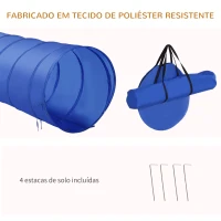 PawHut Treino de Agilidade para Cães Obstáculos de Salto para Cães com Altura Ajustável Túnel e Bolsa de Transporte Azul(m-5)