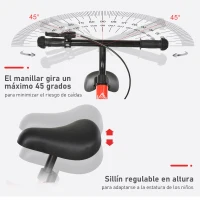 HOMCOM Bicicleta sin Pedales Altura Ajustable con Llantas de Goma Inflables para Niños Mayores de 3 Años Asiento Acolchado Bicicleta de Equilibrio 86x43x60 cm Rojo(m-7)