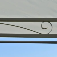 Outsunny Carpa de Jardín con Luces LED Solar 4x3 m Cenador con Doble Techo 6 Cortinas Laterales y Marco de Acero para Patio Terraza Color Crema(m-9)