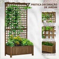 Outsunny Floreira com Treliça de Madeira Caixa de Plantio com Suporte para Plantas Trepadeiras 90x45x183cm Marrom Escuro(m-4)