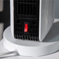 HOMCOM Calefactor Cerámico de Torre 2000W Portátil con Mando a Distancia 3 Modos de Función Pantalla LED Temporizador y Sistema Antivuelco para 25 m² Ø18x44 cm Blanco y Negro(m-9)