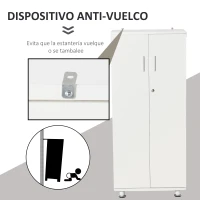 HOMCOM Librería Estantería con 2 Puertas para Libros CDs DVDs con 3 Estantes Interiores y Cerradura Alacena de Cocina para Hogar Oficina Dormitorio 55x36,5x125,5 cm Blanco(m-4)