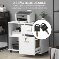 Vinsetto Armario para Impresora Mueble Auxiliar de Oficina Salón Cocina Estudio 80x40x66,5 cm Blanco(m-6)