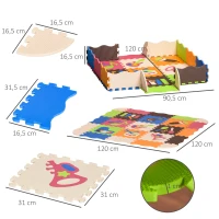 HOMCOM Alfombra Puzzle para Niños 120x90,5x16,5 cm con 25 Piezas de Espuma EVA Suave Área de Cobertura de 0,9 m² Modelo Instrumentos Musicales Multicolor(m-3)