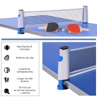 Outsunny Mesa de Ping-Pong Plegable Altura Ajustable en 3 Niveles Multifuncional Mesa de Picnic con Palas y Pelotas de Pin Pon 160x80x54/62/70cm Carga Máxima 30kg(m-5)