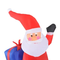 HOMCOM Decoración Navideña Inflable Papá Noel con Reno 8 Luces LED Iluminación Navideña Interior y Exterior 190x72x122cm(m-8)