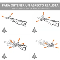 HOMCOM Árbol de Navidad Artificial 150 cm con 222 Ramas Ignífugas 36 Sets de Bayas Decorativas y Hojas Plateadas Árbol de Pino Navideño con Base Plegable Soporte de Metal Gris(m-6)